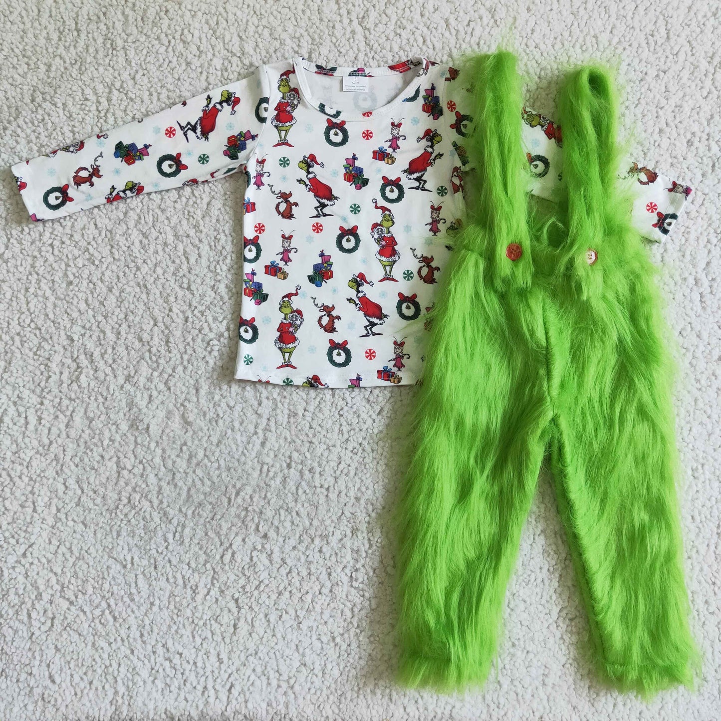 Boys Christmas fuzzy pants outfits   6 B0-4