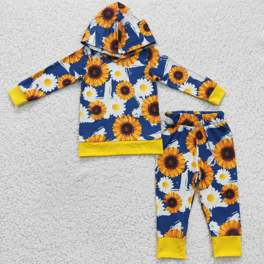 (Promotion) Kids sunflower print hoodie outfits       6 B10-5