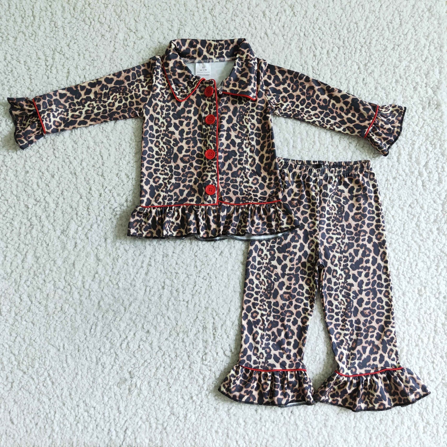Long sleeve leopard pajamas   	 6 B4-23