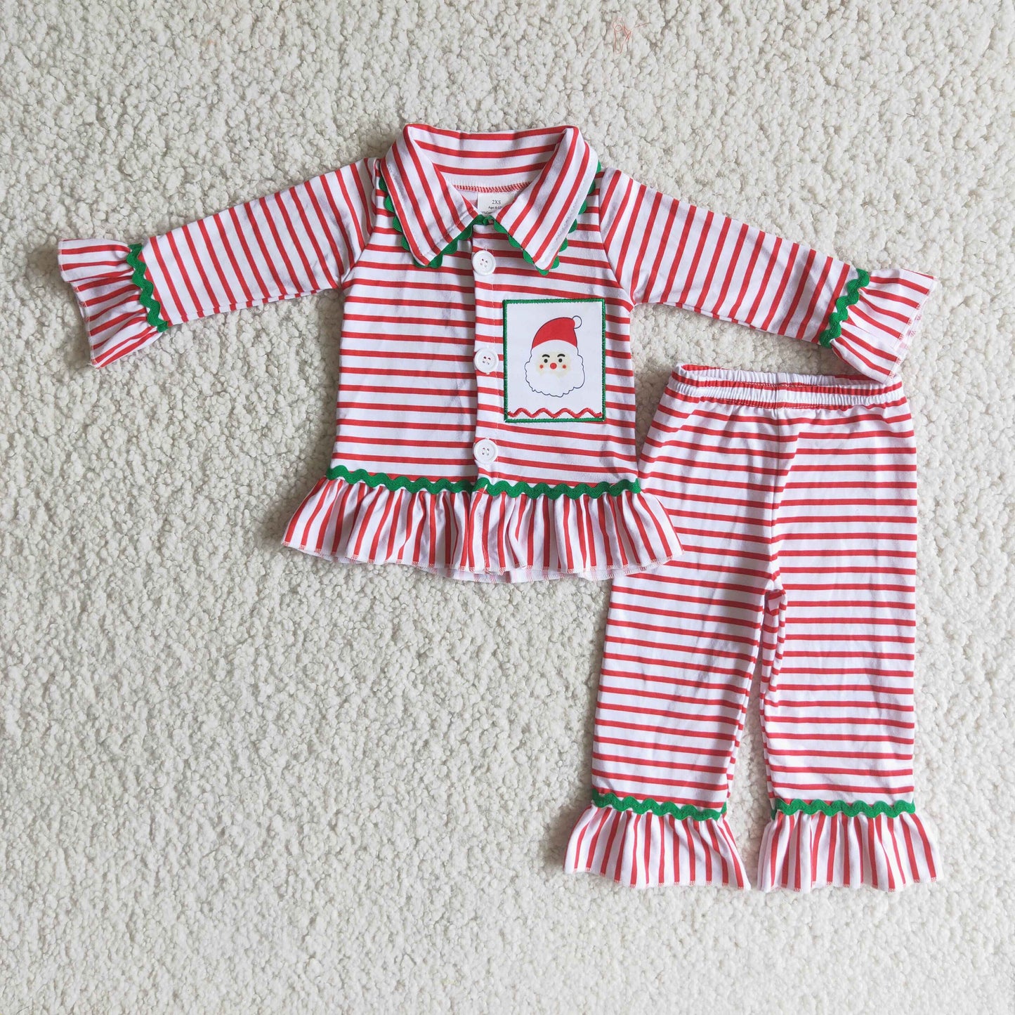 Girls Christmas embroidery pajamas     6 B9-3