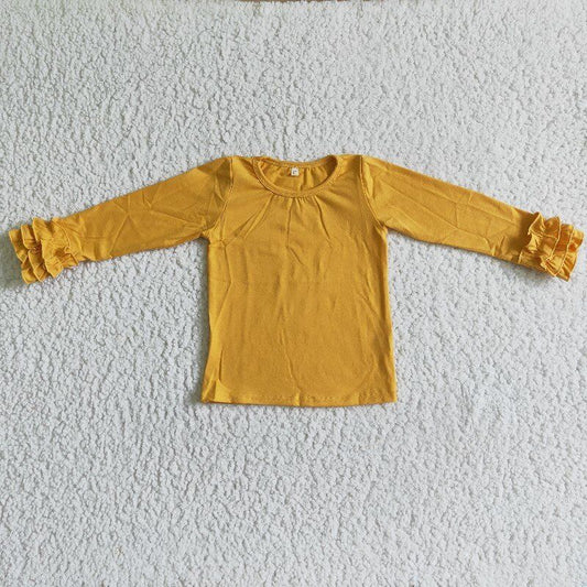 Long sleeve yellow cotton top for girls 6 C6-26