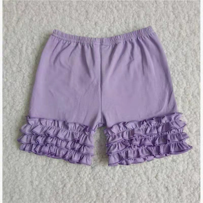 Girls summer purple ruffles shorts C14-5