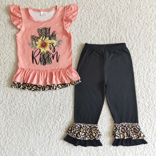(Promotion)Flutter sleeve ruffles pants outfits EC0003
