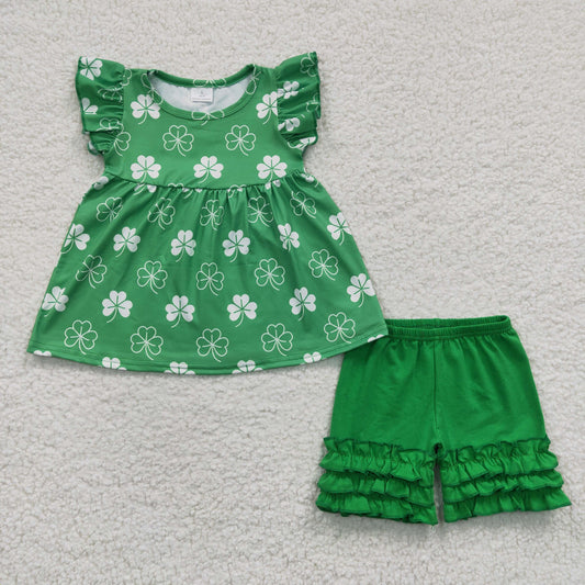 Flutter sleeve icing shorts St. Patrick Days' green outfits