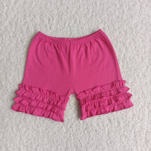 Girls summer hot pink ruffles shorts A14-14