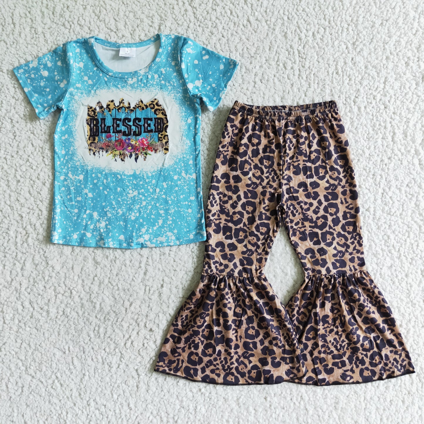 (Promotion) Short sleeve bell bottom pants outfits    A14-24