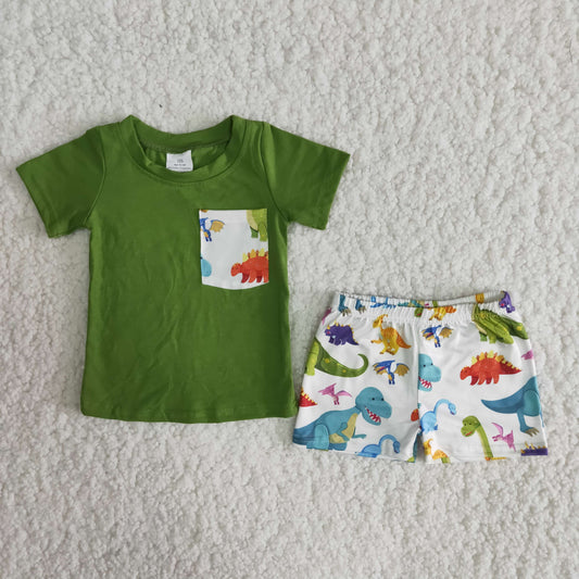 (Promotion) Boys summer dinosaur print outfits A16-12