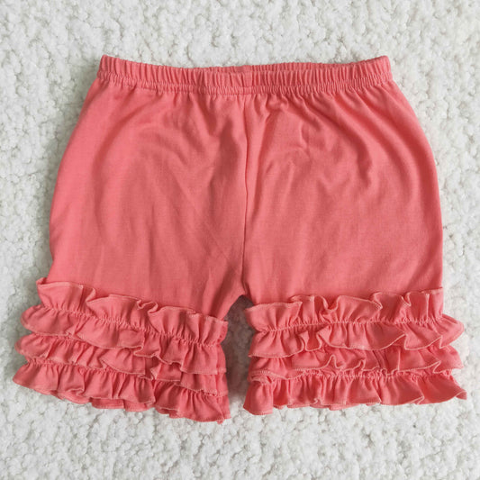 Girls summer coral ruffles shorts  A16-4