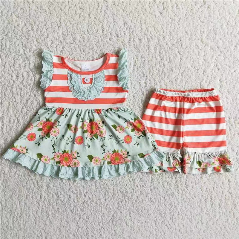 (Promotion)Flutter sleeve ruffles shorts summer outfits A17-3