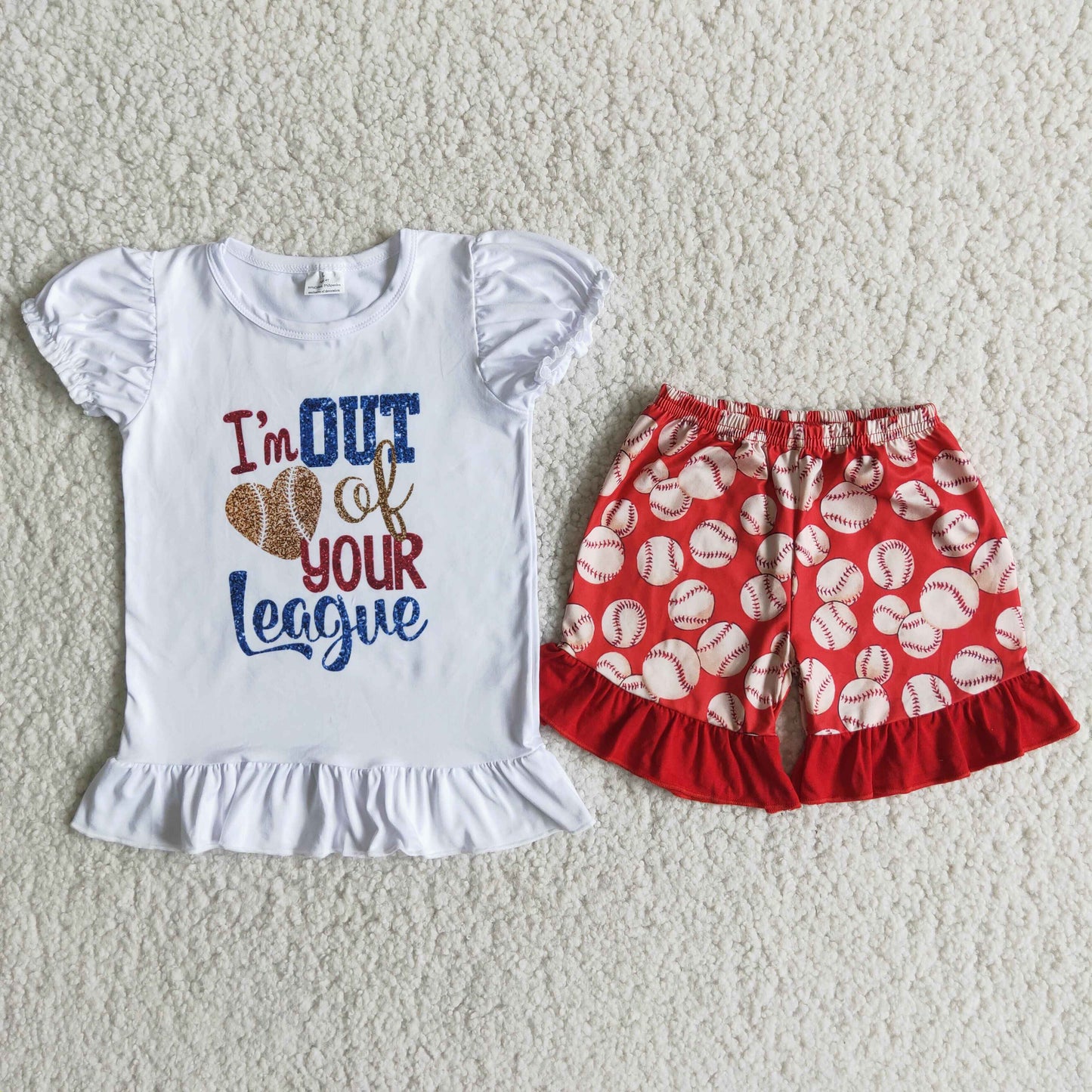 I'm out of your league baseball print summer outfits  A2-2