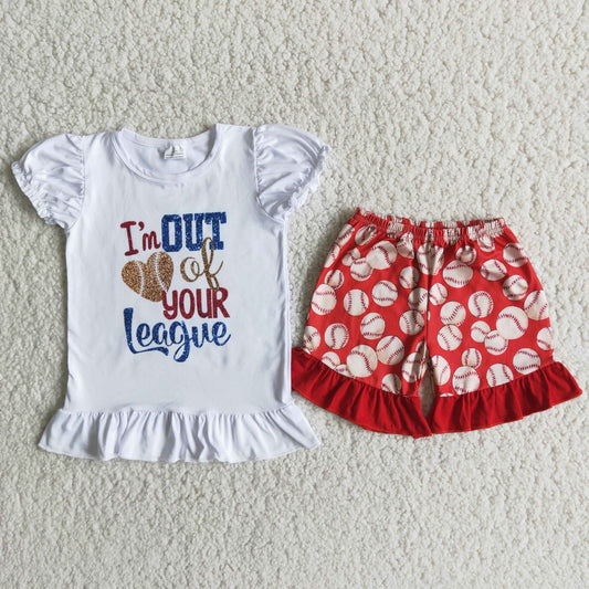 I'm out of your league baseball print summer outfits  A2-2
