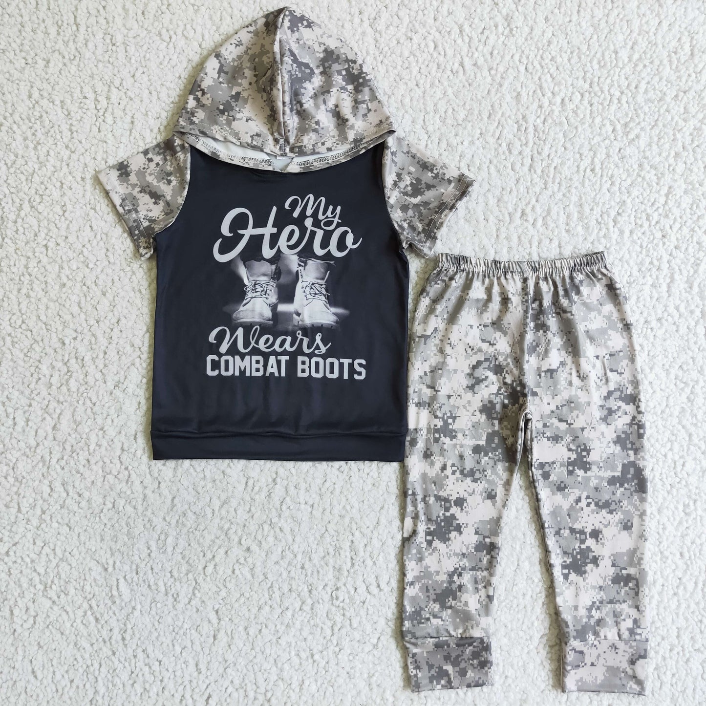 (Promotion)Boy's short sleeve hooded outfits A6-10