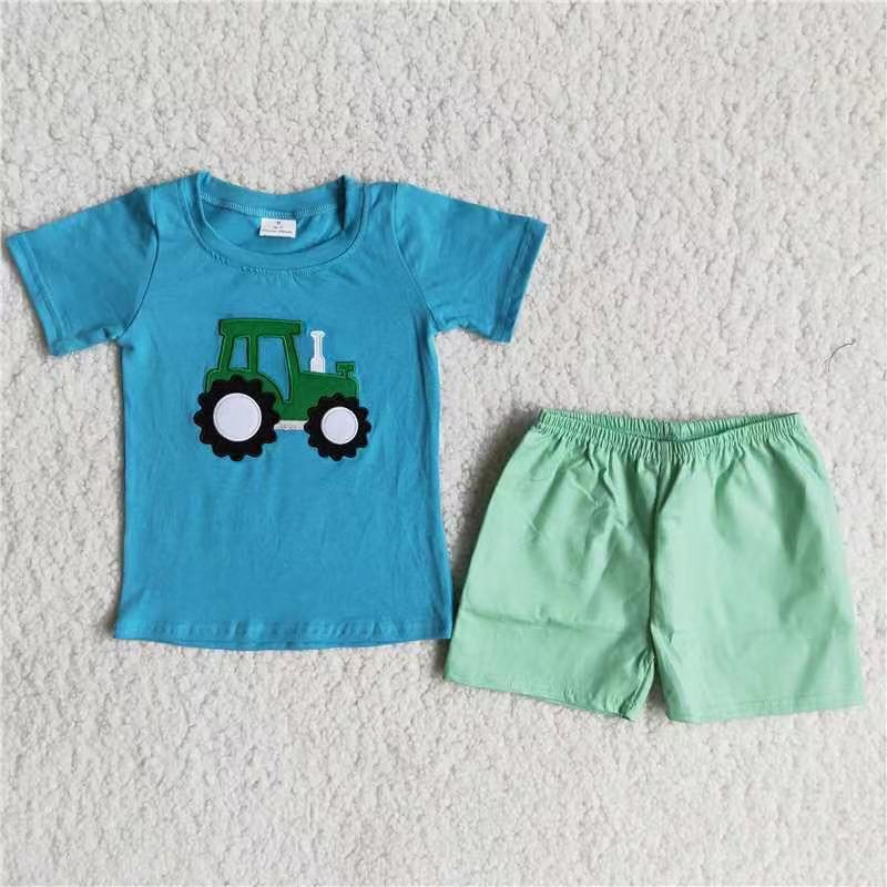 Boys summer short sleeve shorts embroideried outfits A7-15