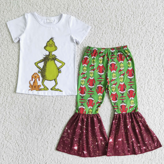 Short sleeve bell bottom pants Christmas outfits  A8-5