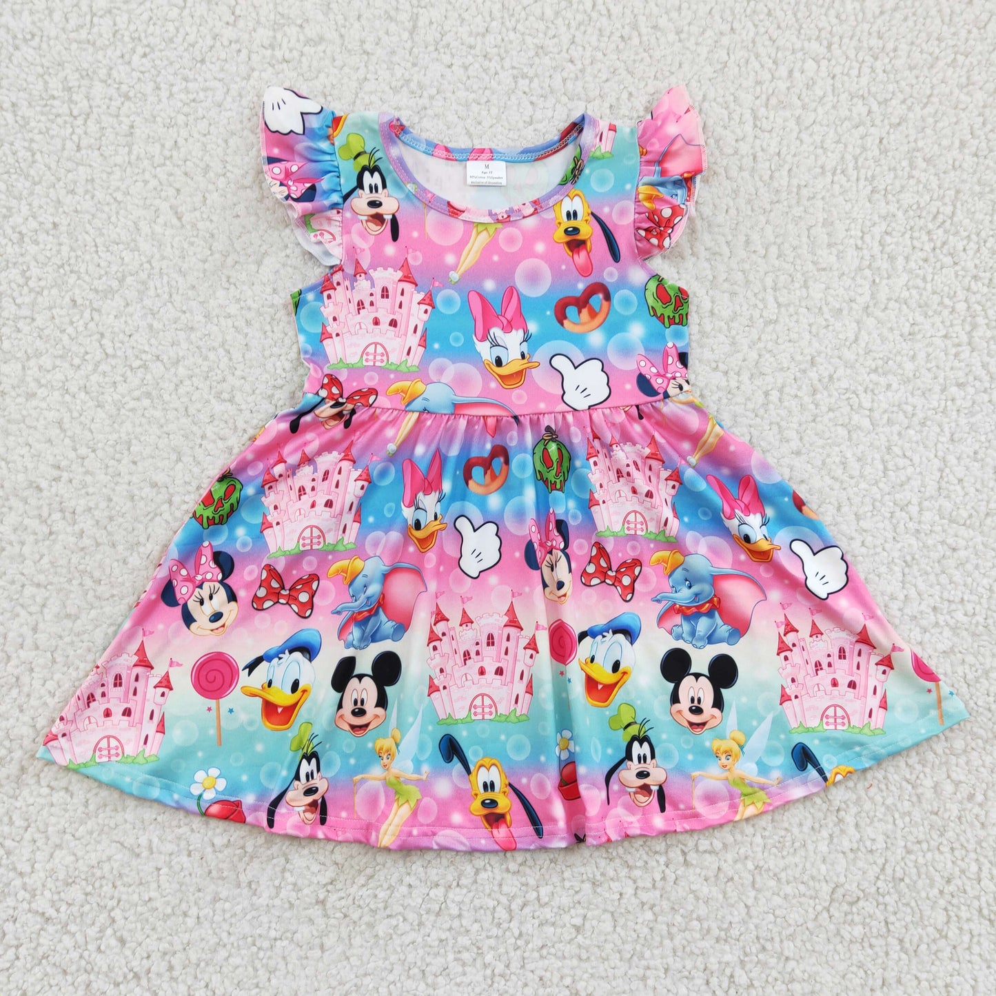 (Promotion)Flutter sleeve knee length cartoon print dress Aa-12