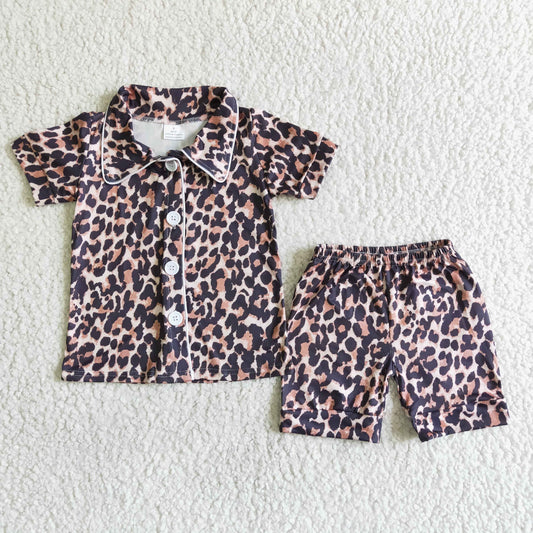 GIrls' Summer leopard print pajamas   B14-25