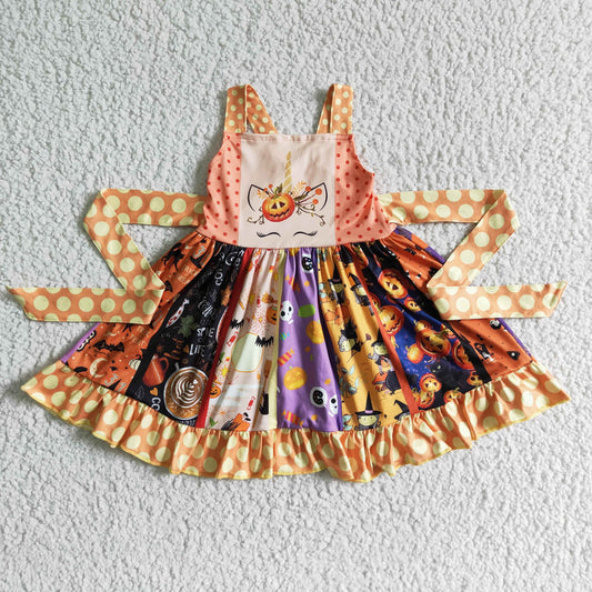 (Promotion) Sleeveless twirl dress pumpkin design B18-11