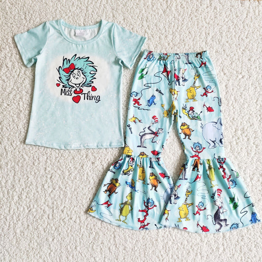(Promotion)Short sleeve bell bottom pants outfits  B3-25