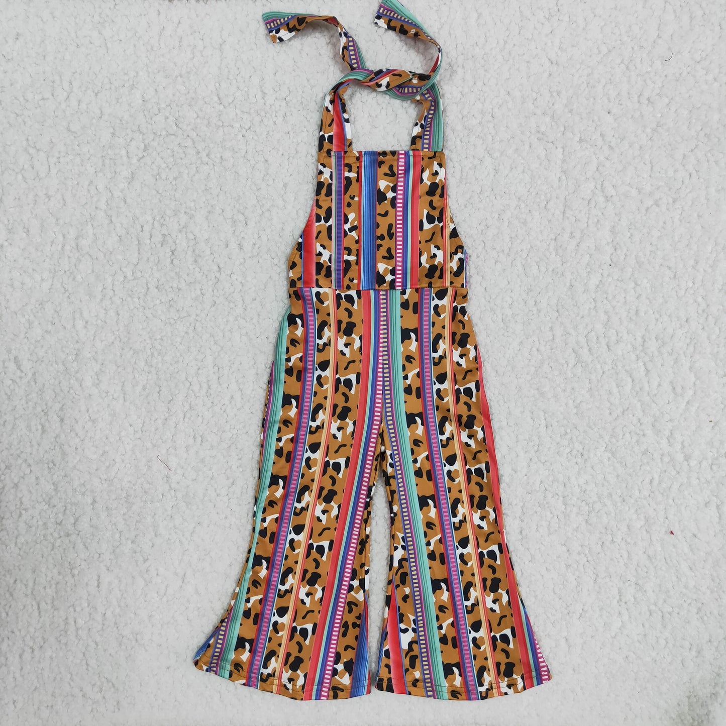 Girl Leopard Serape Sling Colorful Jumpsuit  B6-24