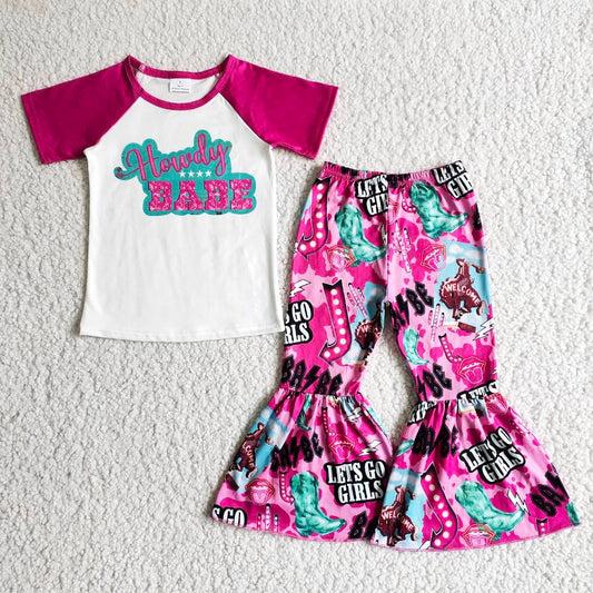 (Promotion) Short sleeve bell bottom pants outfits   B8-28