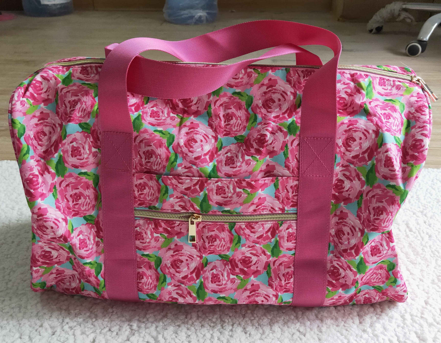 Pink flora print gym bag     BA0025