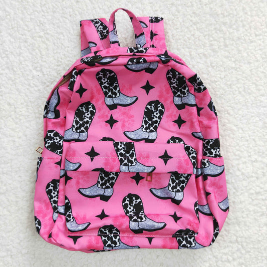 Girls cow hot pink boots print backpack BA0037