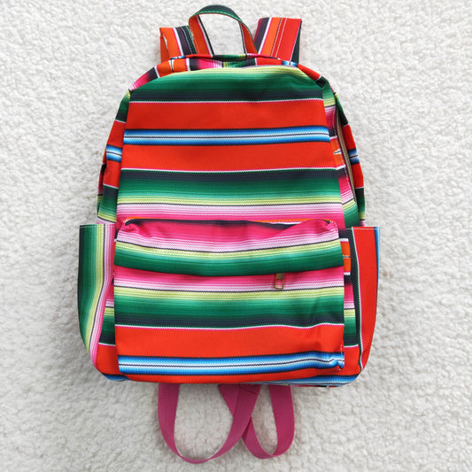 Girls bag red green stripes print backpack BA0040