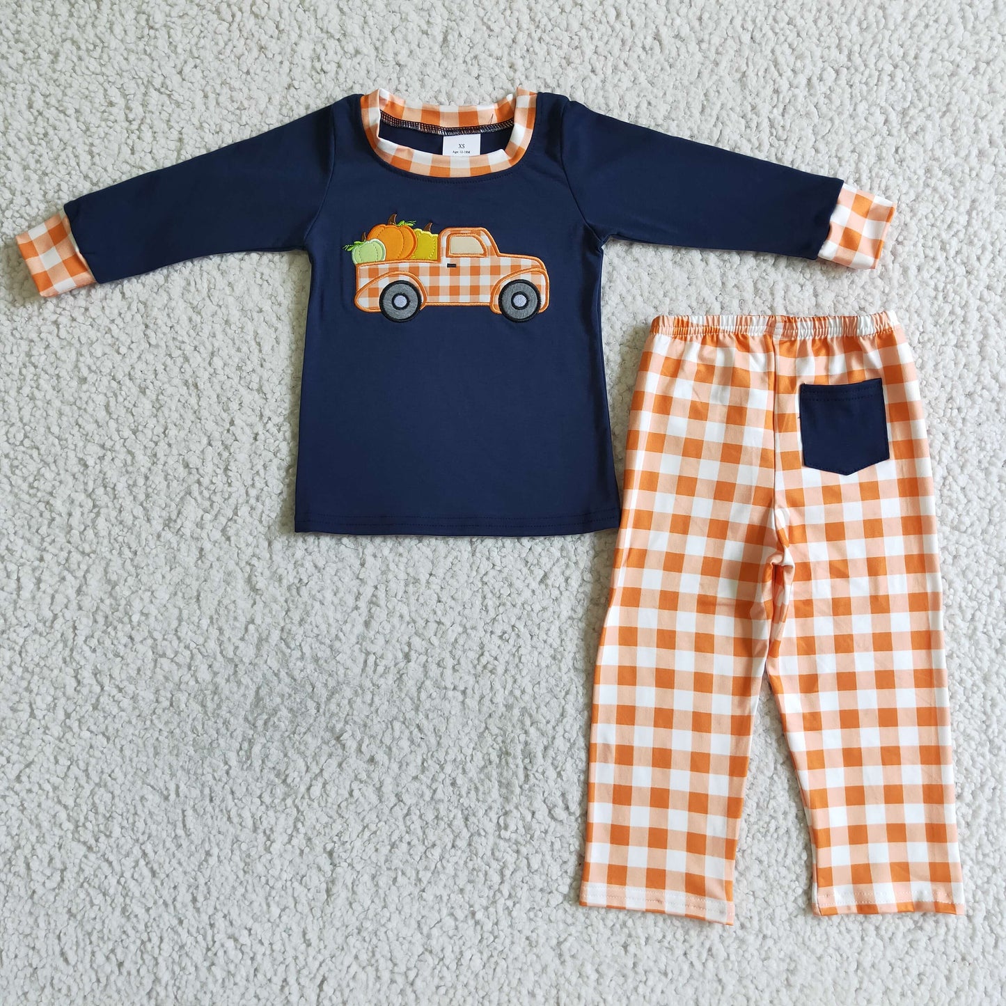 Boys fall pumpkin outfits   BLP0002