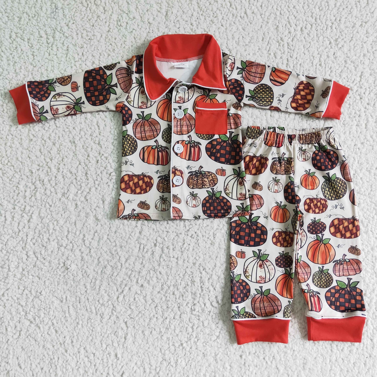 Boys fall pumpkin pajamas    BLP0007