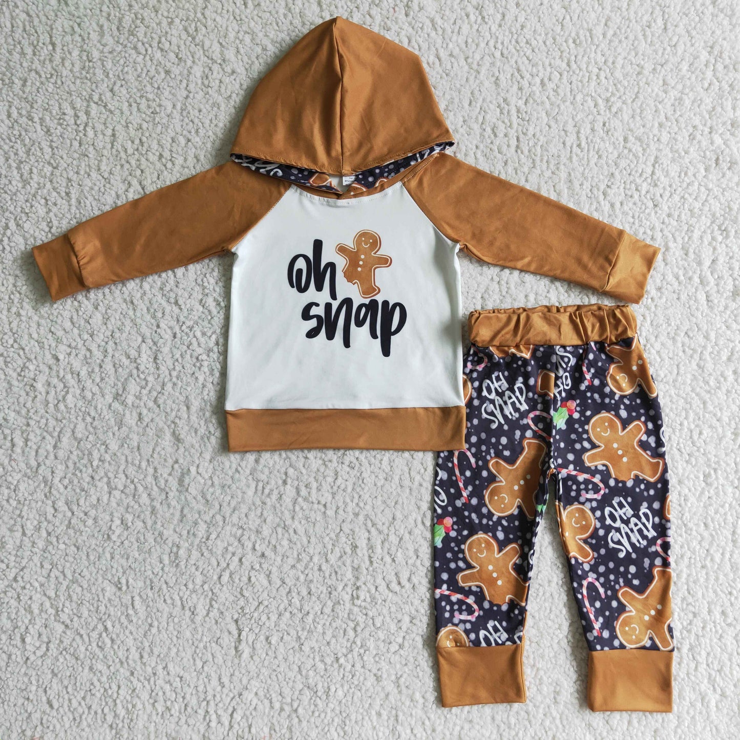 Boys Christmas gingersnap print hooded Outfits  BLP0075