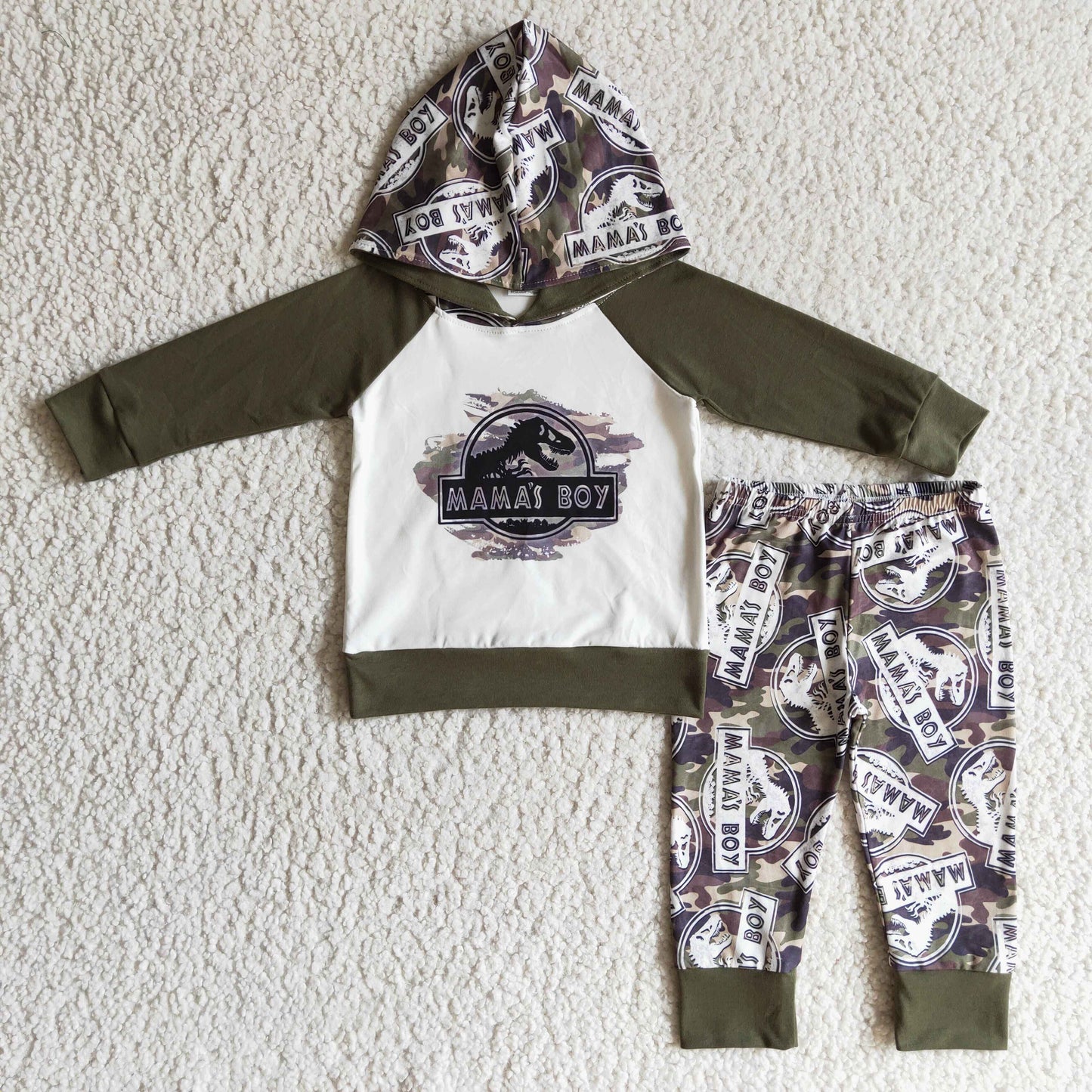 Boys long sleeve MAMA'S BOY design hooded Outfits   BLP0078