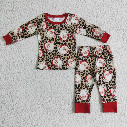 Boys Christmas leopard Santa Claus pajama set      BLP0080