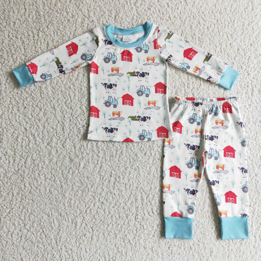 Boys farm print pajama set      BLP0103