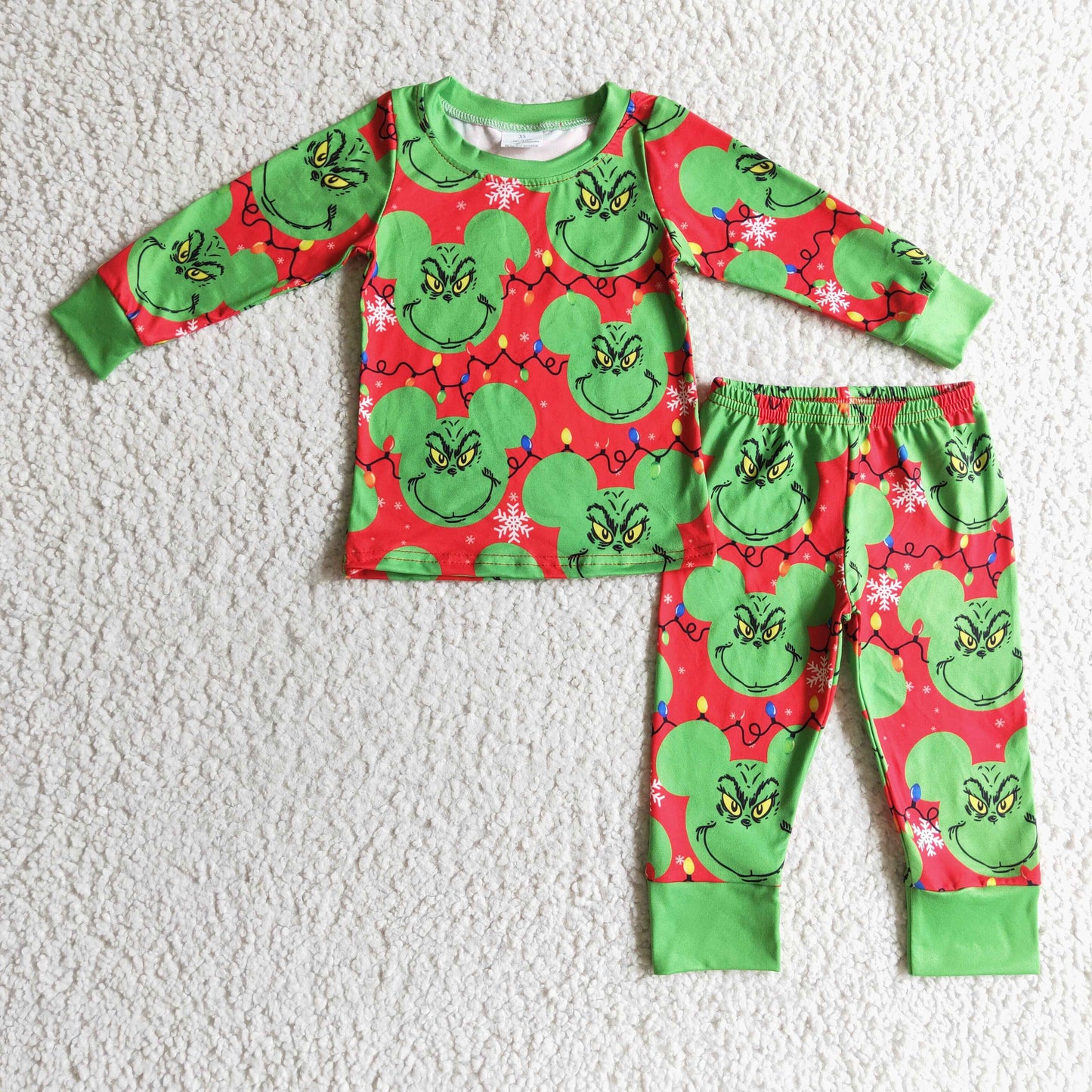 Boys Christmas green mouse pajamas      BLP0112