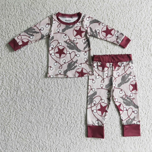 Boys Christmas cactus print pajamas      BLP0117