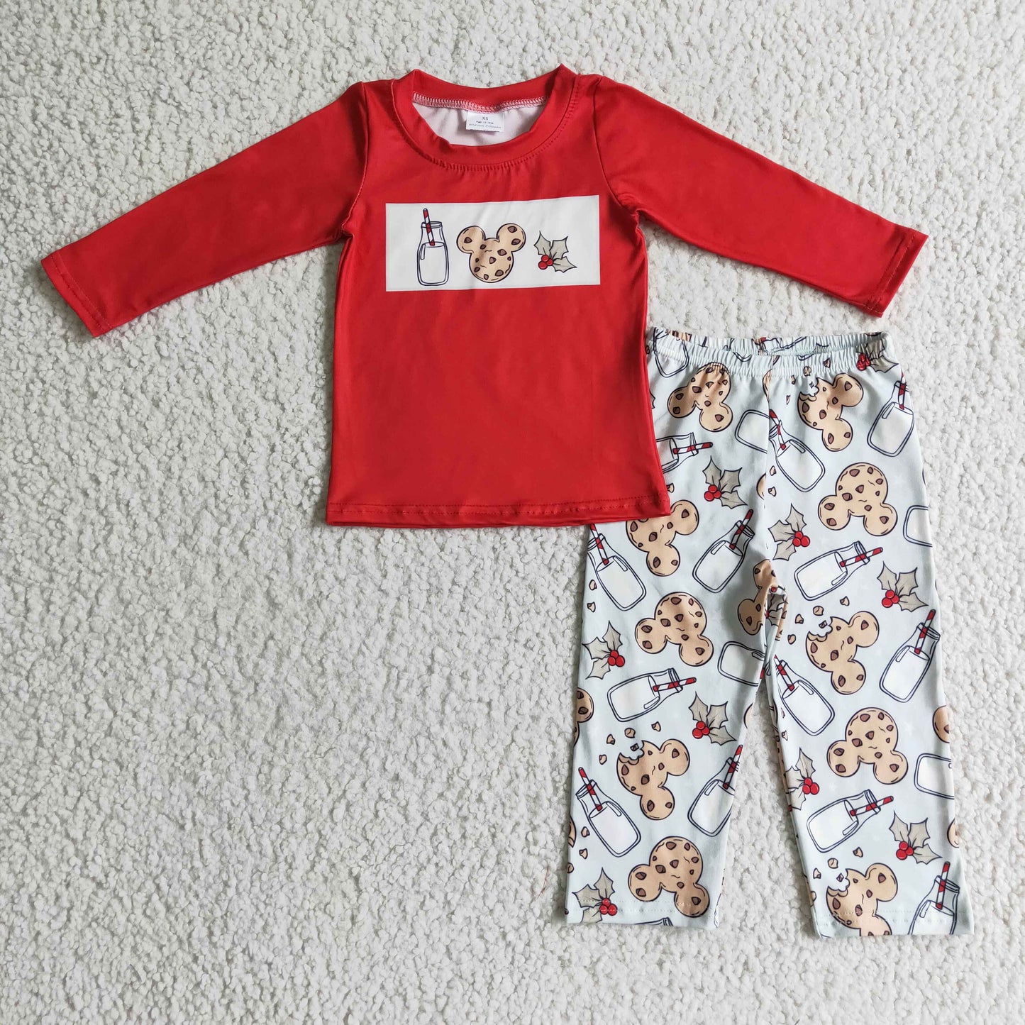 Boys Christmas mouse cookie print outfit      BLP0123