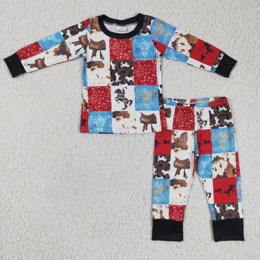 Boys saddle up design pajama set    BLP0136