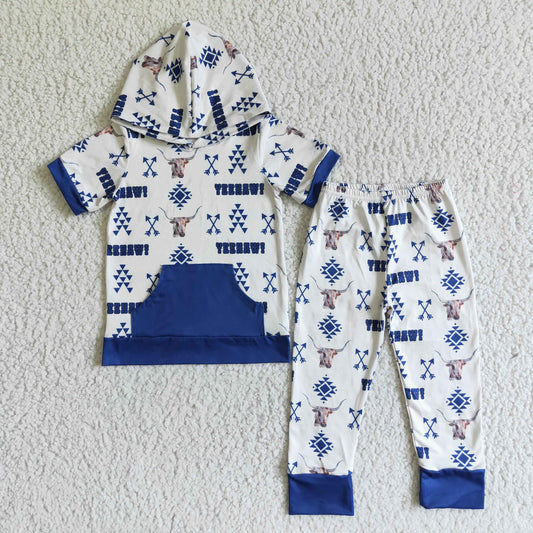 (Promotion)Boys short sleeve hooded outfits  BSPO0006