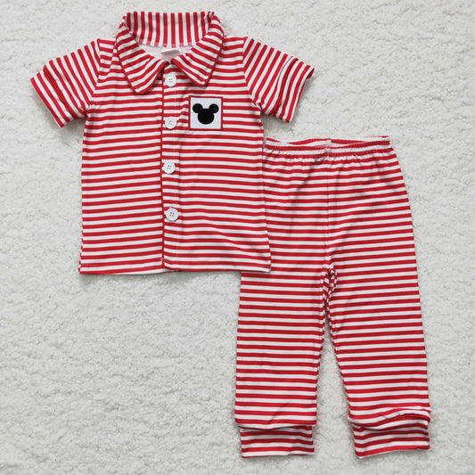 Boys short sleeve stripes print pajama set   BSPO0040