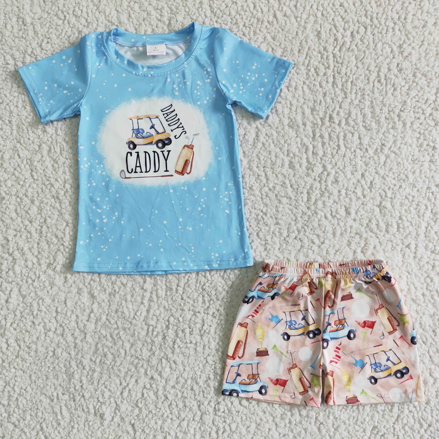 (Promotion)Boys summer DADDY'S CADDY print outfits  BSSO0024