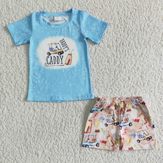 (Promotion)Boys summer DADDY'S CADDY print outfits  BSSO0024