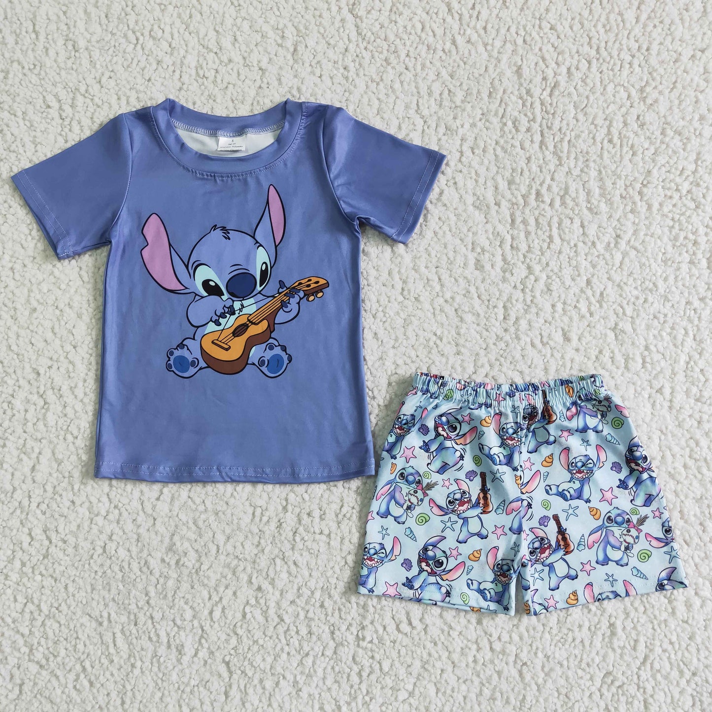 (Promotion)Boys blue cartoon print summer outfits  BSSO0027