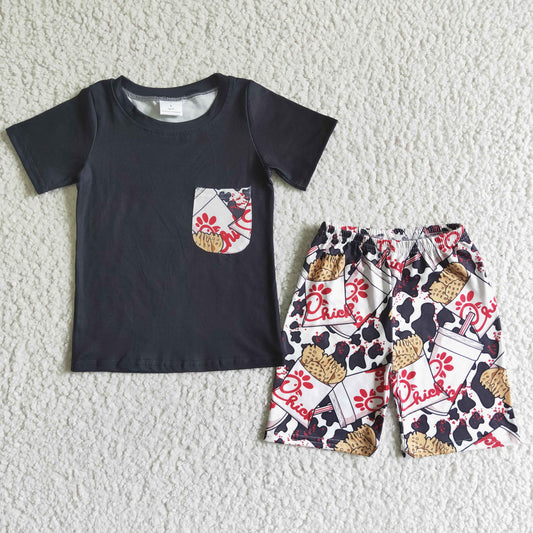 Boys short sleeved summer chick print outfits   BSSO0079