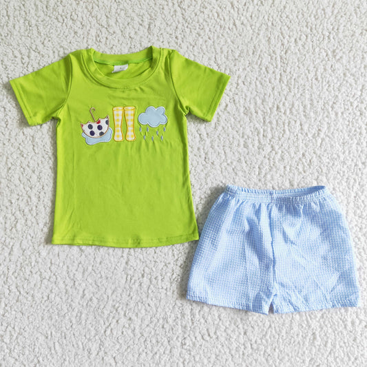 Boys summer embroidery outfits   BSSO0082