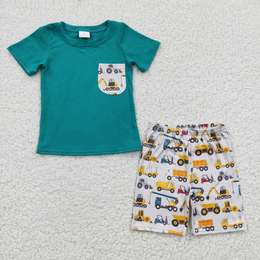 (Promotion)Boy technical vehicle print summer outfits  BSSO0118