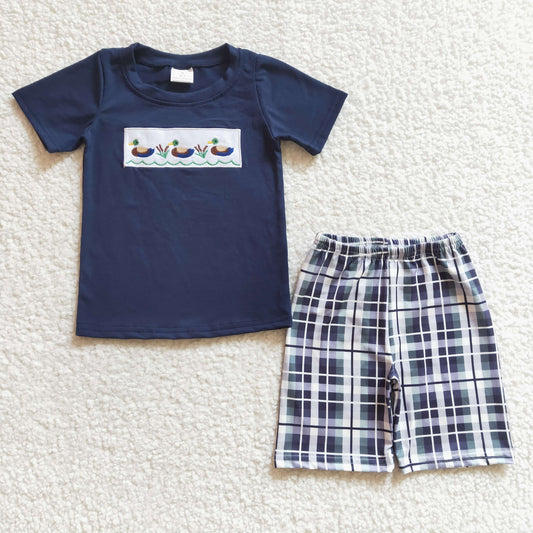 Boys duck print embroidery outfits  BSSO0128