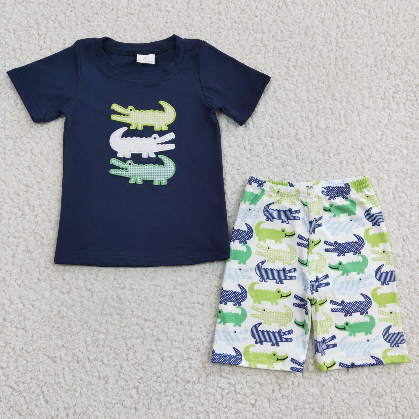 Boys crocodile print embroidery outfits  BSSO0132