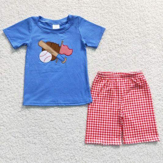 Boys baseball print embroidery outfits  BSSO0134