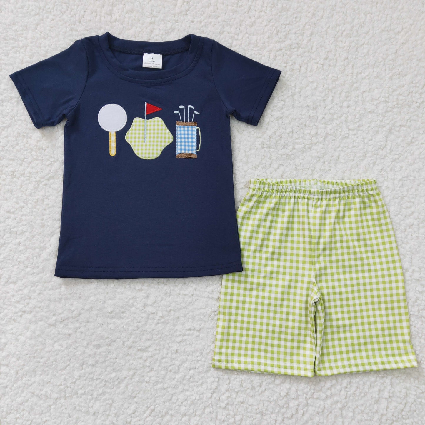 Boy golf print embroidery outfits  BSSO0135