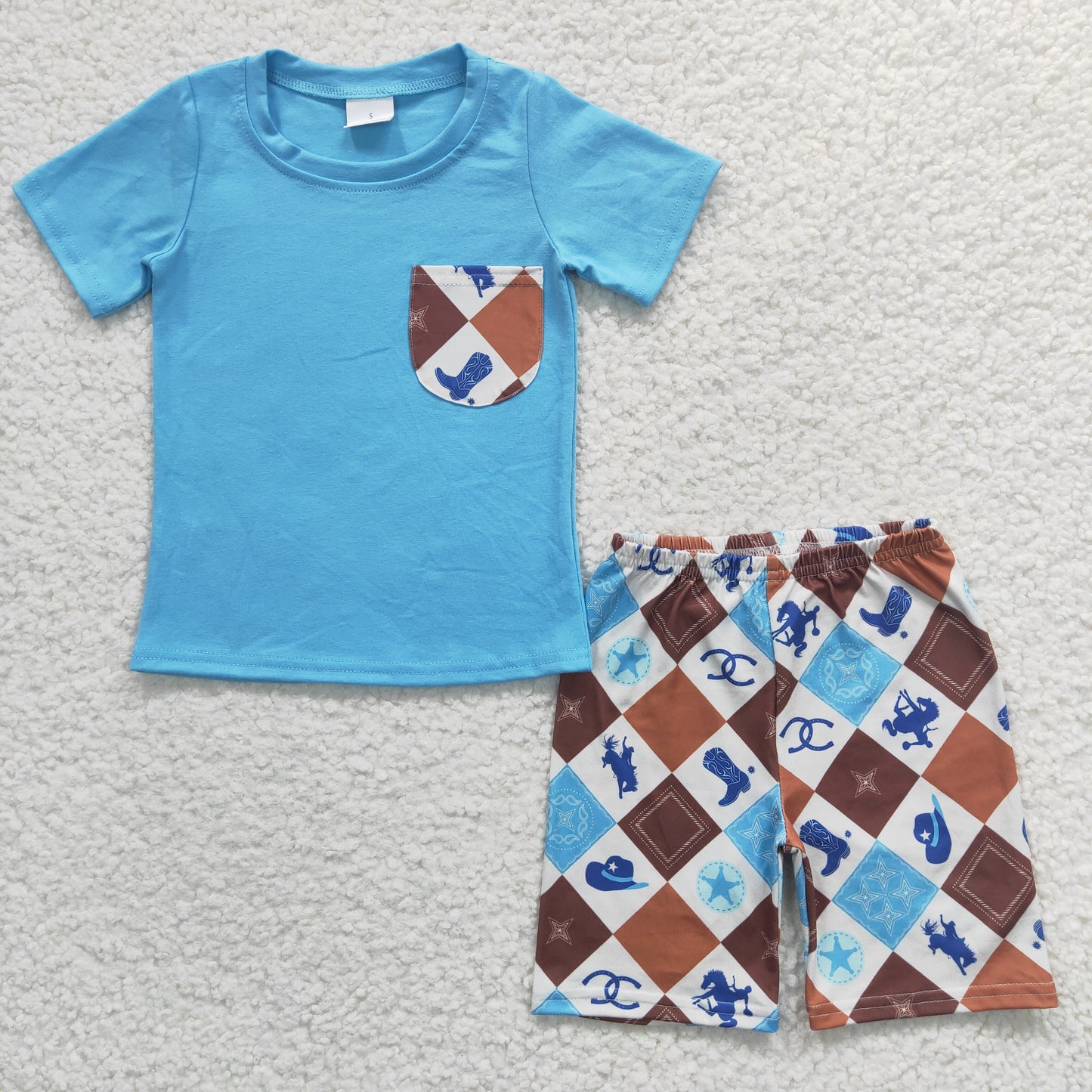 Boys western design summer outfits   BSSO0150